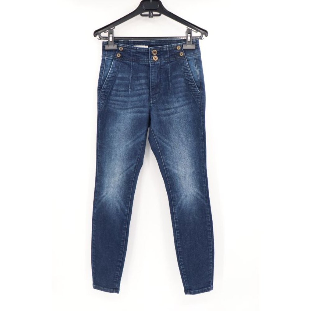 Anthropologie Women's 26 High Rise Skinny Jeans Seamed Waist Detail dark wash